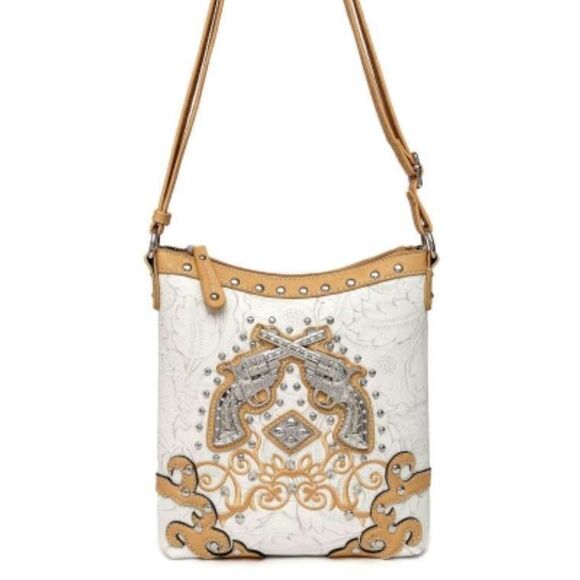 Handbags - Rhinestone Classic Natural Beige Messenger Bag